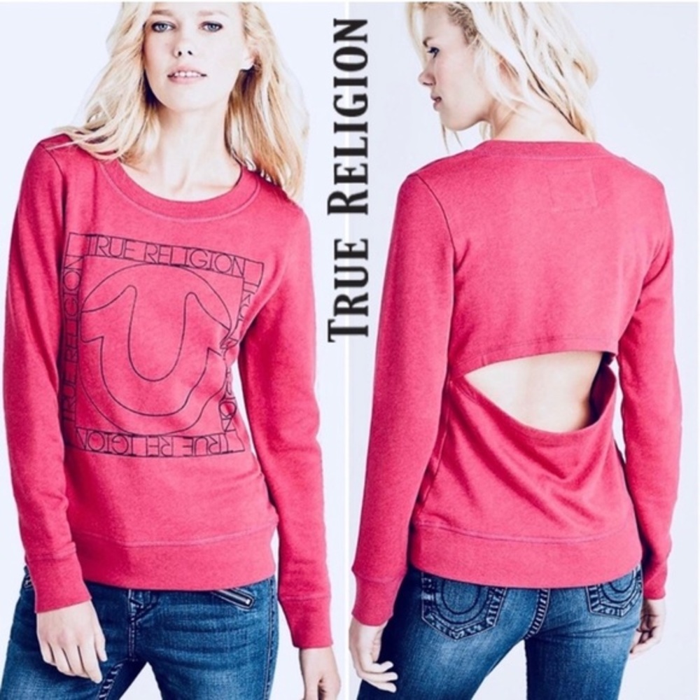 True Religion Open Back Logo Sweatshirt Pink